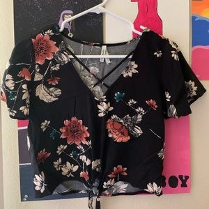 floral crop shirt